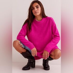 Free People Phoebe Pullover Sweater – Fuchsia – Size XS